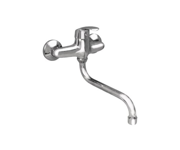 Dřezová Stěnová Baterie S Kulatým Ramínkem 200 Mm, Rozteč 150 Mm - Chrom – Zora