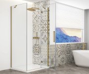 Gelco Trinity Gold Matt čtvercový Sprchový Kout 800x800mm, čiré Sklo, Pravé