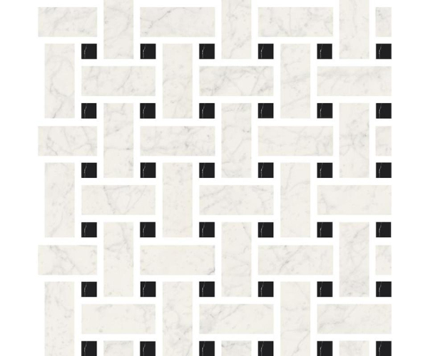 Mozaika jako mramor Fioranese Marmorea Bianco Gioia effect MOSAICO INTRECCIO 30x30 Luc. Rett. - bílá