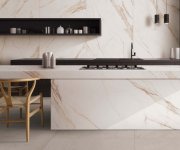 Dlažba jako mramor ABK Sensi Up Calacatta Gold 120x280 Lux Rett. - bílá
