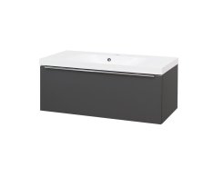 Mereo Mailo, Koupelnová Skříňka S Umyvadlem Z Litého Mramoru 101 Cm, Antracit, Chrom Madlo