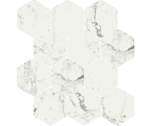 Mozaika jako mramor Ascot Kobe Mosaico Esagona T12 Statuarietto 30x34,7 Luc. Rett.