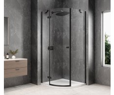 Polysan Globe Black čtvrtkruhový Sprchový Kout 900x900mm, čiré Sklo, Levé