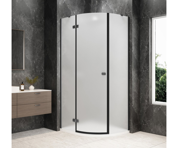 Polysan Globe Gun Metal čtvrtkruhový Sprchový Kout 900x800mm, Matné Sklo, Levé