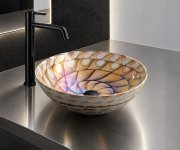 Sapho Caraibi Murano Skleněné Umyvadlo Na Desku, Průměr 41cm, Ivory/hnědá