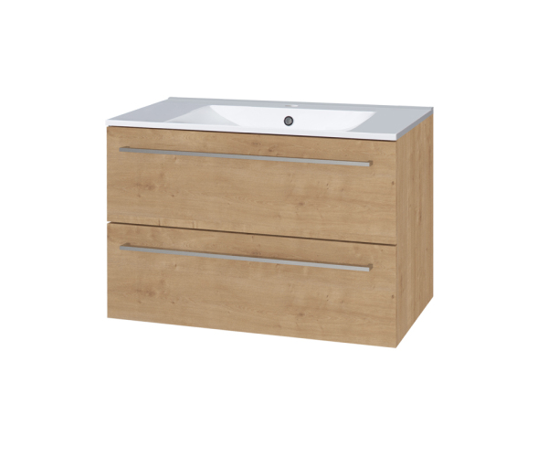 Mereo Bino, Koupelnová Skříňka S Keramickým Umyvadlem 81 Cm, Dub Arlington
