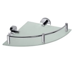 Sapho X-round E Skleněná Polička Rohová S Hrazdou 255x60x255mm, Chrom