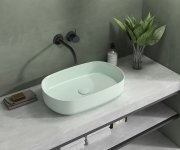 Isvea Infinity Oval Keramické Umyvadlo Na Desku, 55x36cm, Zelená Mint