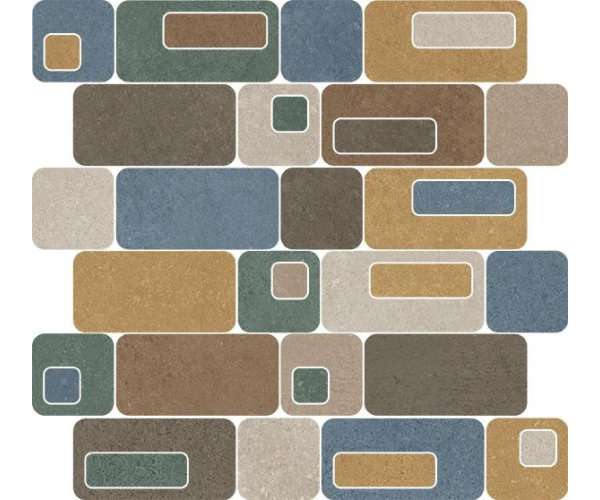 Extravagantní mozaika Cerdomus Concrete Art Pattern Warm 39,5x42 Matt. Rett.