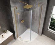 Polysan Globe Gold Matt čtvrtkruhový Sprchový Kout 900x1000mm, čiré Sklo, Levé