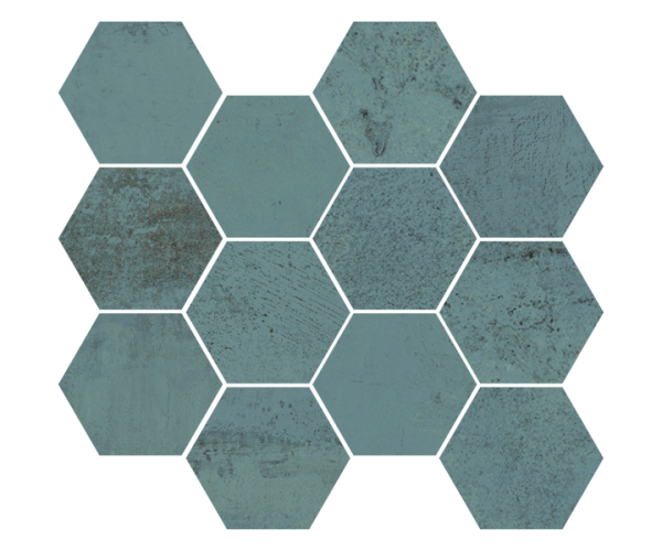 Mozaika Aparici Metallic Green Mos. Hexagonal 28x30 Nat. Rett. - tyrkysová