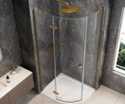 Polysan Globe Gold Matt čtvrtkruhový Sprchový Kout 1000x900mm, čiré Sklo, Levé