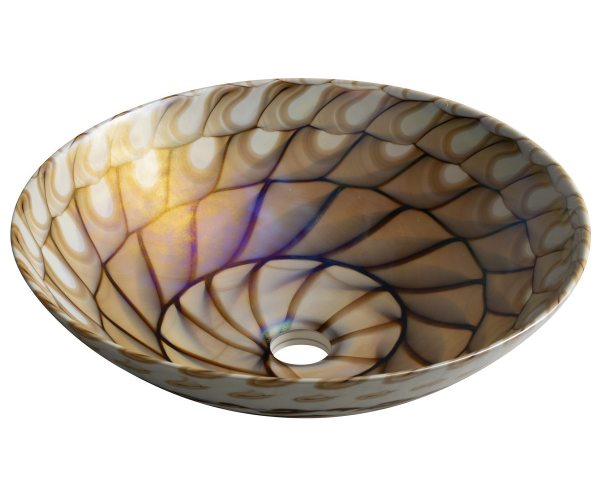 Sapho Caraibi Murano Skleněné Umyvadlo Na Desku, Průměr 41cm, Ivory/hnědá
