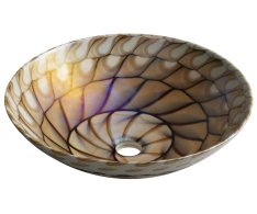Sapho Caraibi Murano Skleněné Umyvadlo Na Desku, Průměr 41cm, Ivory/hnědá
