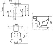 Sapho Glanc Závěsná Wc Mísa, Rimless, 37x51,5cm, Bílá