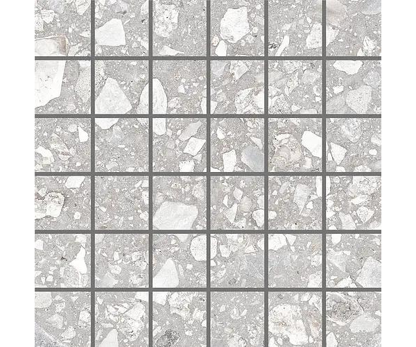 Mozaika jako terrazzo Saime Grestone Silver Nat. Rett. Mosaico 30x30(5x5)