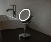 Ridder Daisy Kosmetické Zrcátko Na Postavení Led, ø 150mm, Oboustranné, Chrom