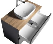 Aqualine Altair Skříňka S Deskou 87,5 Cm, černá Mat/dub Emporio