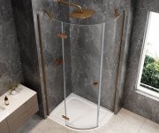 Polysan Globe Copper Matt čtvrtkruhový Sprchový Kout 1000x800mm, čiré Sklo, Levé
