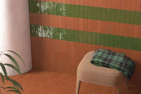 Zajímavá kombinace matné barvy Cotto a lesklé Green Gloss (Equipe Fango 5x15)