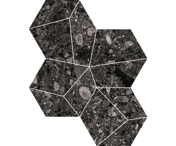 Mozaika jako terrazzo Mirage NORR Svart RR03 Patchy 40x34,7 Nat. - antracitová