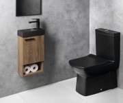 Sapho Piccolino Betonové Umývátko 30,8x17cm, Baterie Vpravo, Antracit Mat