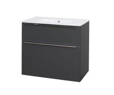 Mereo Mailo, Koupelnová Skříňka S Keramickým Umyvadlem 81 Cm, Antracit, Chrom Madlo