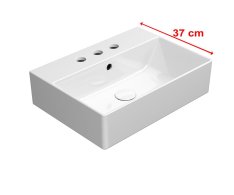 Gsi Kube X Keramické Umyvadlo 50x37cm, Broušená Spodní Hrana, 3 Otvory, Bílá Extraglaze