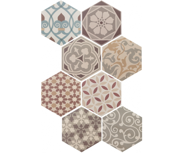 Vzorovaná dlažba Equipe Hexatile Harmony Colours 17,5x20