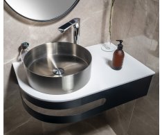 Sapho Pulse Rohový Stolek S Umyvadlem 755x455mm, Pravý, Nerez Mat