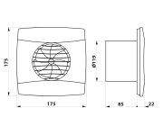 Cata Uc-12 T Koupelnový Ventilátor Axiální S časovačem, 12w, Potrubí 120mm, Bílá