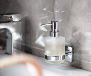 Sapho X-square Dávkovač Mýdla 200ml, Mléčné Sklo, Chrom