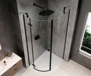 Polysan Globe Black čtvrtkruhový Sprchový Kout 800x900mm, čiré Sklo, Levé