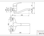 Dřezová Stěnová Baterie S Tvarovaným Plochým Ramínkem, Rozteč 150 Mm - Chrom – Zora ZR3115-Z
