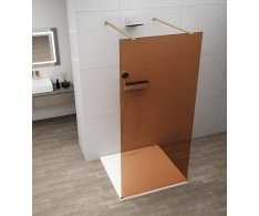 Polysan Esca Gold Matt Jednodílná Sprchová Zástěna Do Prostoru, Sklo Marron, 1100 Mm