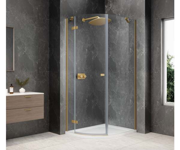 Polysan Globe Gold Matt čtvrtkruhový Sprchový Kout 900x1000mm, čiré Sklo, Levé