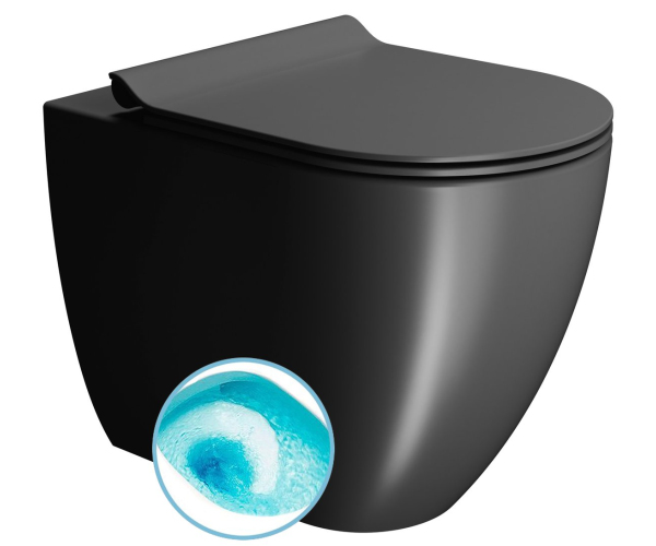 Gsi Pura Wc Mísa Stojící, Swirlflush, 36x55cm, Spodní/zadní Odpad, černá Dual-mat