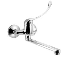 Aqualine 35 Nástěnná Baterie, Rozteč 100mm, Lékařská Páka, Ramínko Ploché, 220mm, Chrom