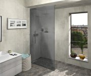 Polysan Architex Sada Pro Uchycení Skla, Podlaha-stěna-strop Se Spádovou Lištou, 1615x2600mm, Levá, Leštěný Hliník