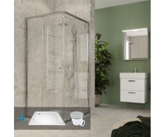 Mereo Kora Lite Sprchový Set: Sprchový Kout 80x80x185cm, Chrom Alu, Sklo čiré, 80 Cm, 