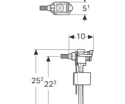 Geberit Napouštěcí Ventil, Boční, 3/8"-1/2"