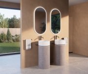 Sapho Oasis Keramické Umyvadlo Volně Stojící ø 40x89cm, Bílá/beton Pearl Grey
