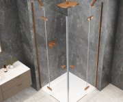 Polysan Globe Copper Matt čtvercový Sprchový Kout 900x900mm, Rohový Vstup, čiré Sklo