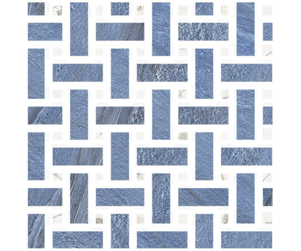Mozaika jako kámen Fioranese Marmorea Intensa Azul Bahia MOSAICO WEAVE 30x30 Luc. Rett. - modrá