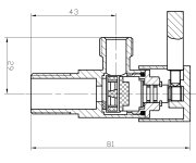 Aqualine Rohový Kulový Ventil 1/2"x3/8", Kulatý, Chrom