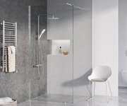 Sprchový sloup Termo 300 - TE 093.00CR/WH Sprchový sloup s termostatickou baterií, posuvný, se sprchovým setem, chrom/bílá X070099
