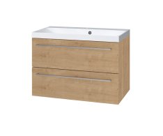 Mereo Bino, Koupelnová Skříňka S Umyvadlem Z Litého Mramoru 81 Cm, Dub Arlington