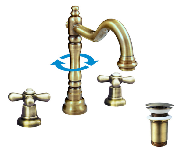 Umyvadlová baterie s výpustí MORAVA RETRO Stará mosaz (Bronz) 3/8" MK132.0SM