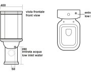 Kerasan Waldorf Wc Kombi Mísa 40x68cm, Spodní/zadní Odpad, Bílá