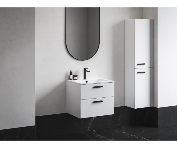 Vysoká skříňka Chrome II - SB Chrome II 39 P, bílá, madlo 152 mm, černá